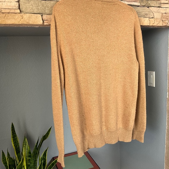 VTG 80s Camelhair Indie Academia V-Neck Sweater Minimalist Luxury Tan Men’s L - Picture 4 of 6